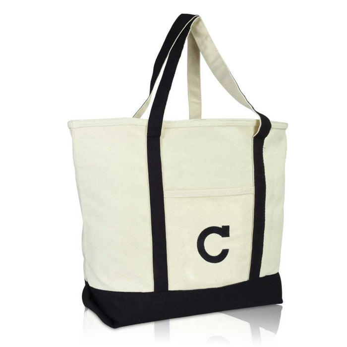 Dalix Initial Tote Bag Personalized Monogram Zippered Top Letter - C