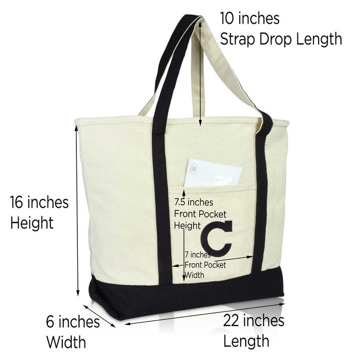 Dalix Initial Tote Bag Personalized Monogram Zippered Top Letter - C