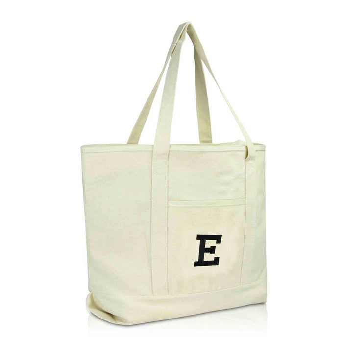 Dalix Initial Tote Bag Personalized Monogram Zippered Top Letter - E