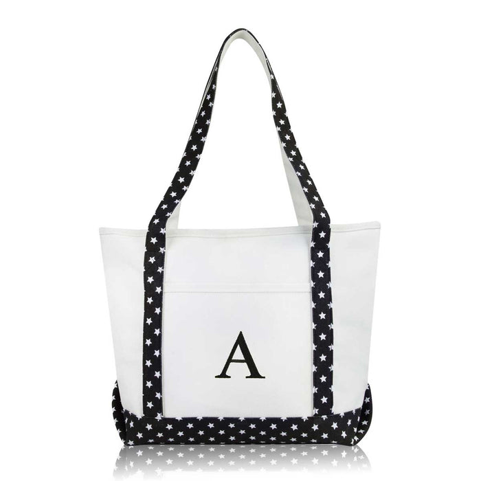 Dalix Medium Personalized Tote Bag Monogrammed Initial Letter - A