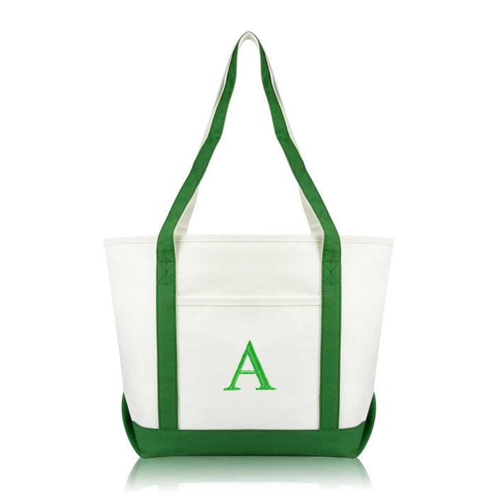 Dalix Medium Personalized Tote Bag Monogrammed Initial Letter - A