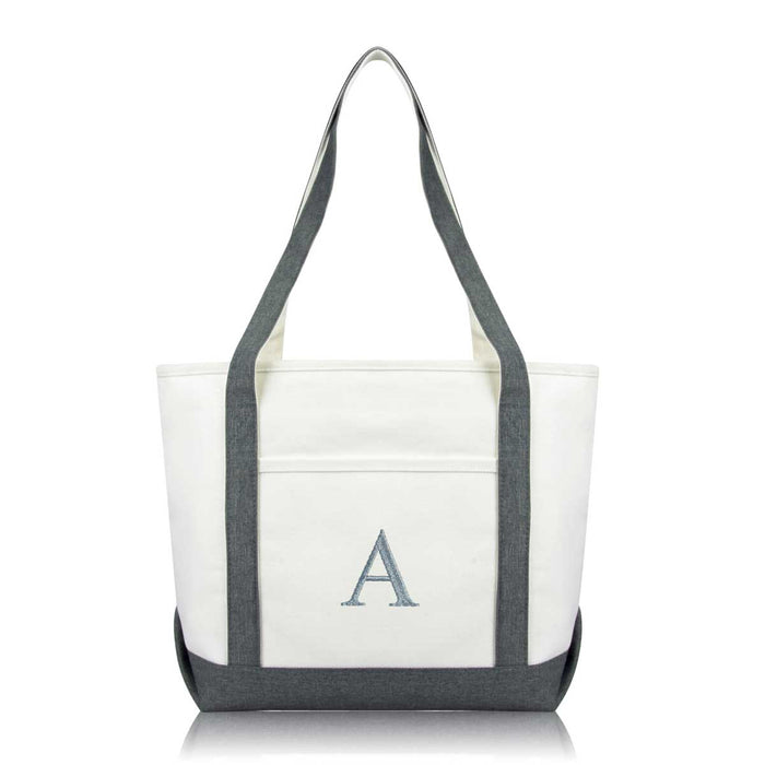 Dalix Medium Personalized Tote Bag Monogrammed Initial Letter - A