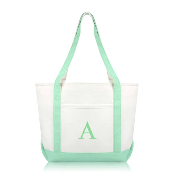 Dalix Medium Personalized Tote Bag Monogrammed Initial Letter - A