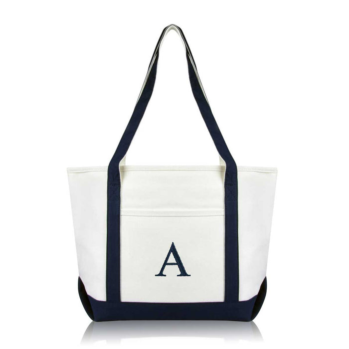 Dalix Medium Personalized Tote Bag Monogrammed Initial Letter - A