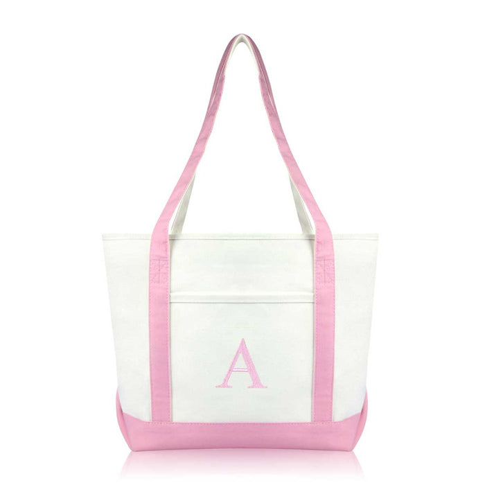 Dalix Medium Personalized Tote Bag Monogrammed Initial Letter - A