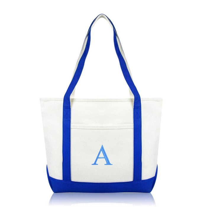 Dalix Medium Personalized Tote Bag Monogrammed Initial Letter - A