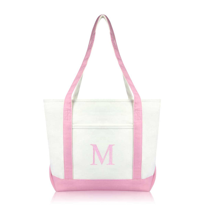 Dalix Medium Personalized Tote Bag Monogrammed Initial Letter - M
