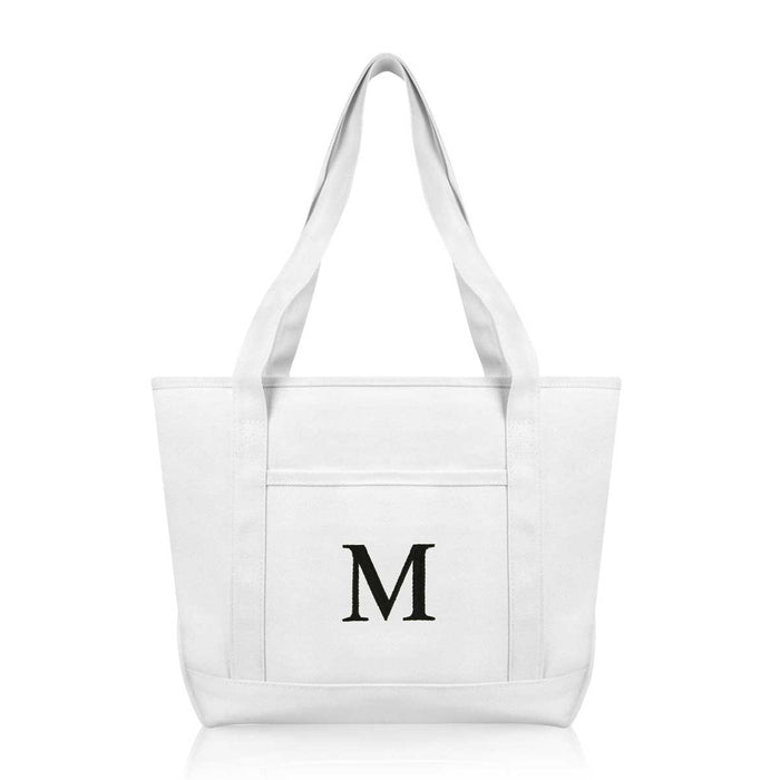 Dalix Medium Personalized Tote Bag Monogrammed Initial Letter - M