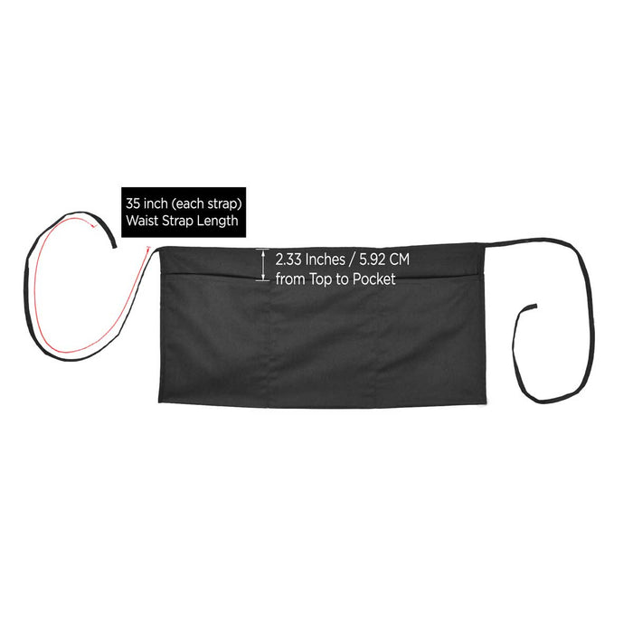 DALIX 24" Medium Kitchen Restaurant Waist Apron (3 Pockets) (Black, White, Navy Blue, Black-White)