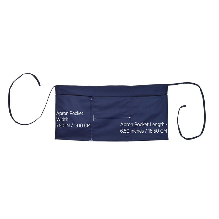 DALIX 24" Medium Kitchen Restaurant Waist Apron (3 Pockets) (Black, White, Navy Blue, Black-White)