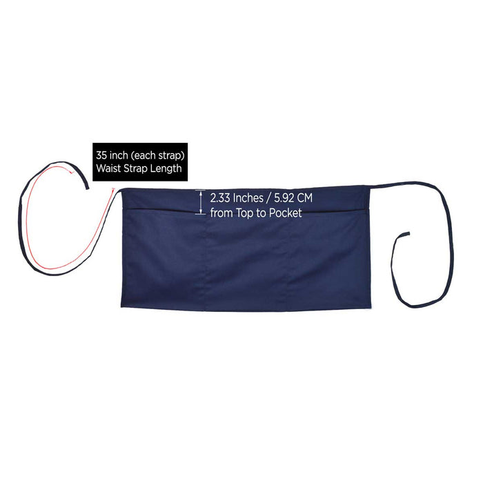 DALIX 24" Medium Kitchen Restaurant Waist Apron (3 Pockets) (Black, White, Navy Blue, Black-White)