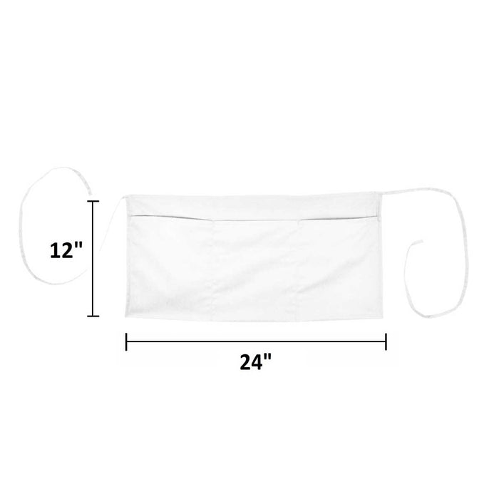 DALIX 24" Medium Kitchen Restaurant Waist Apron (3 Pockets) (Black, White, Navy Blue, Black-White)