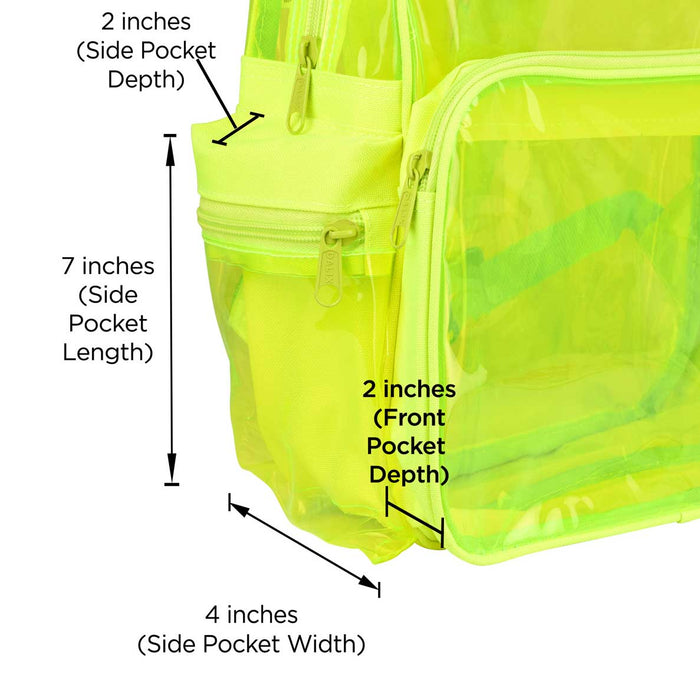 Dalix Small Neon Clear Backpacks