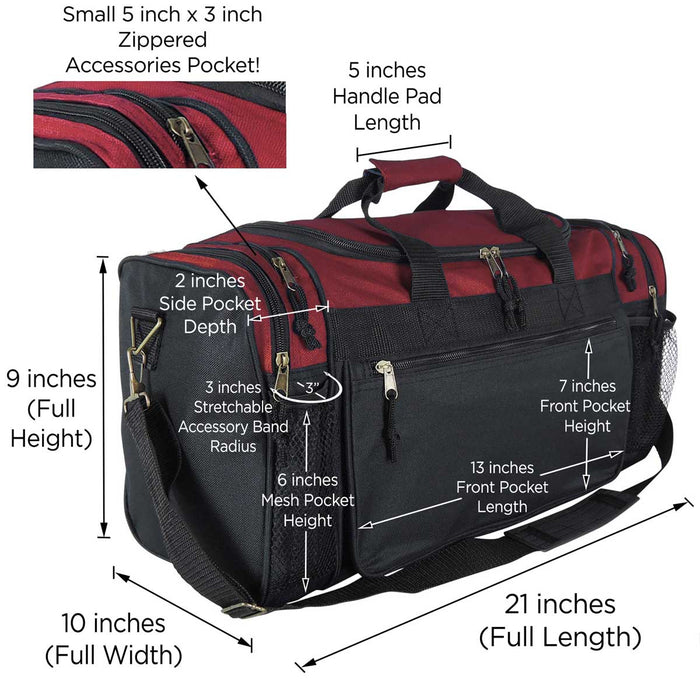 Dalix 20" Sports Duffel Bag with Mesh and Valuables Pockets
