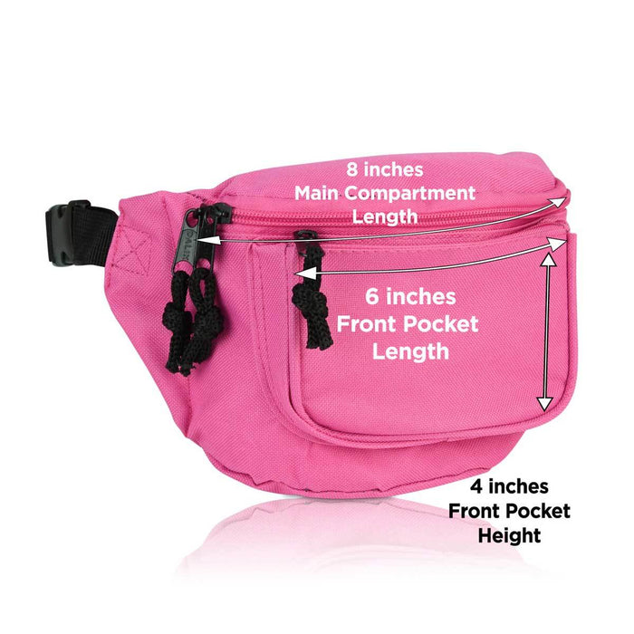 DALIX Fanny Pack 7" Travel Belt Pouch Waist Wallet Bag w/ 3 Pockets FP-002 Fanny Packs DALIX 