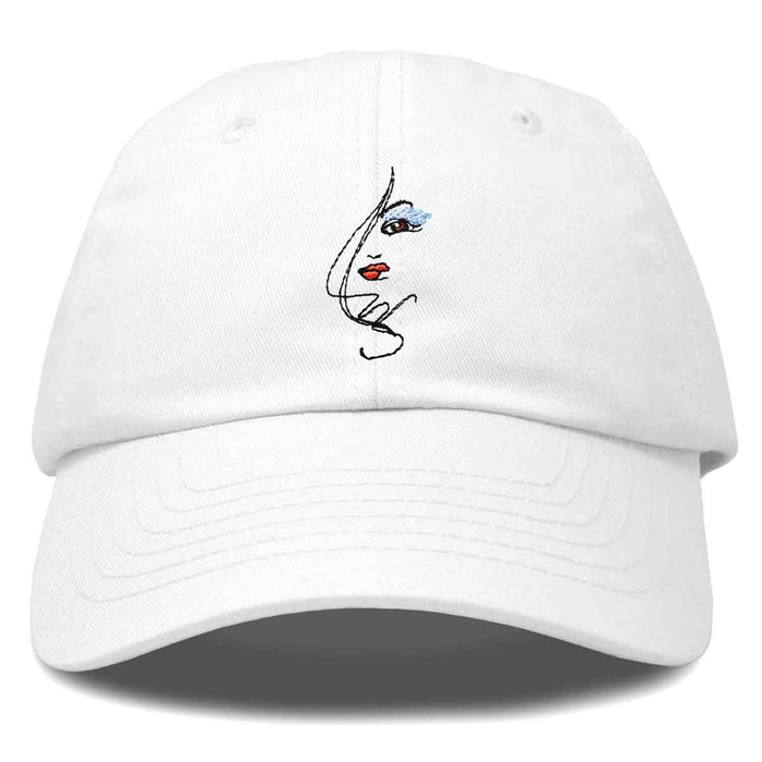 DALIX Abstract Face Artist Hat Womens Embroidered Baseball Cap White