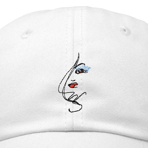 DALIX Abstract Face Artist Hat Womens Embroidered Baseball Cap White