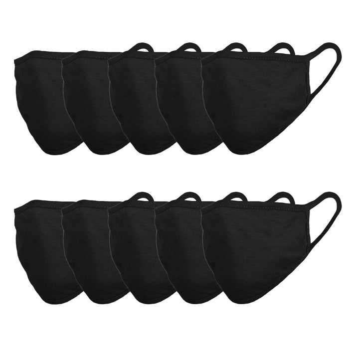 DALIX 10 Pack Premium Cotton Mask Reuseable Washable Made in USA (Black,White)