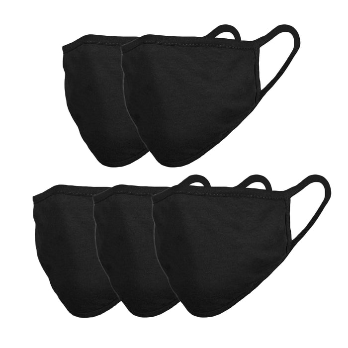 DALIX 5 Pack Premium Cotton Mask Reuseable Washable Made in USA (Black, White)