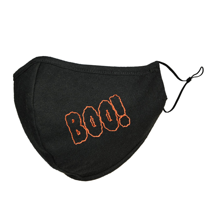 Dalix Youth Embroidered Boo Face Mask Reusable Washable in Black Made in USA - XXS-XS Size