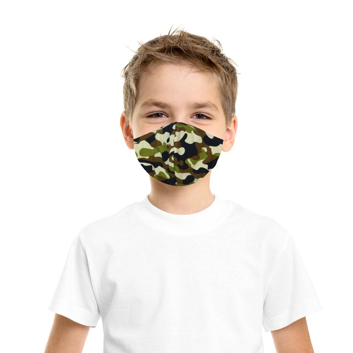 Dalix Youth Camo Cloth Face Mask Reusable Adjustable Nose Bridge Piece Washable Made in USA