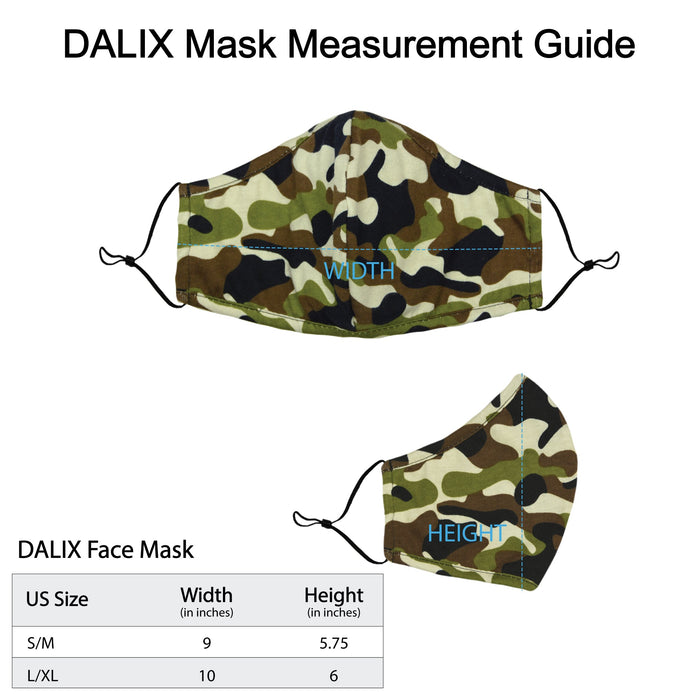 Dalix  Camo Cloth Face Mask Adjustable Nose Piece Reuseable Washable Made in USA