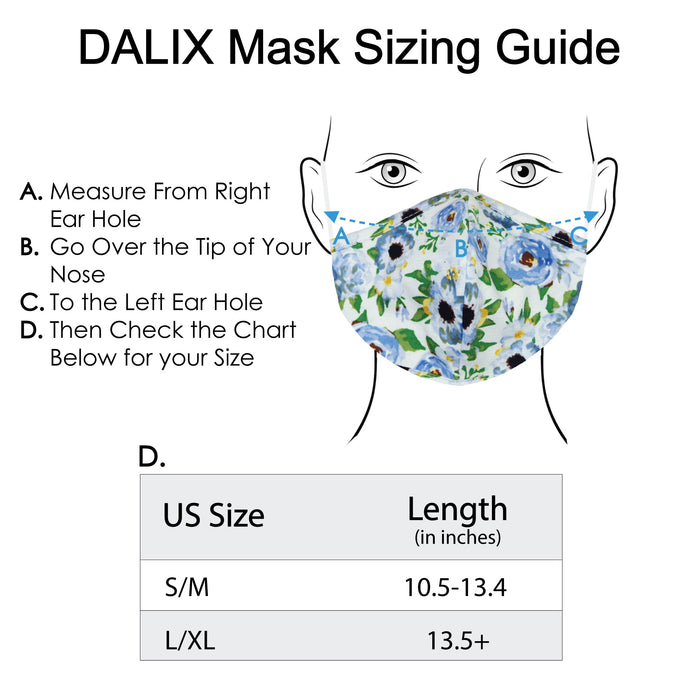 Dalix Floral Cloth Face Mask Adjustable Nose Piece Reuseable Washable Made in USA