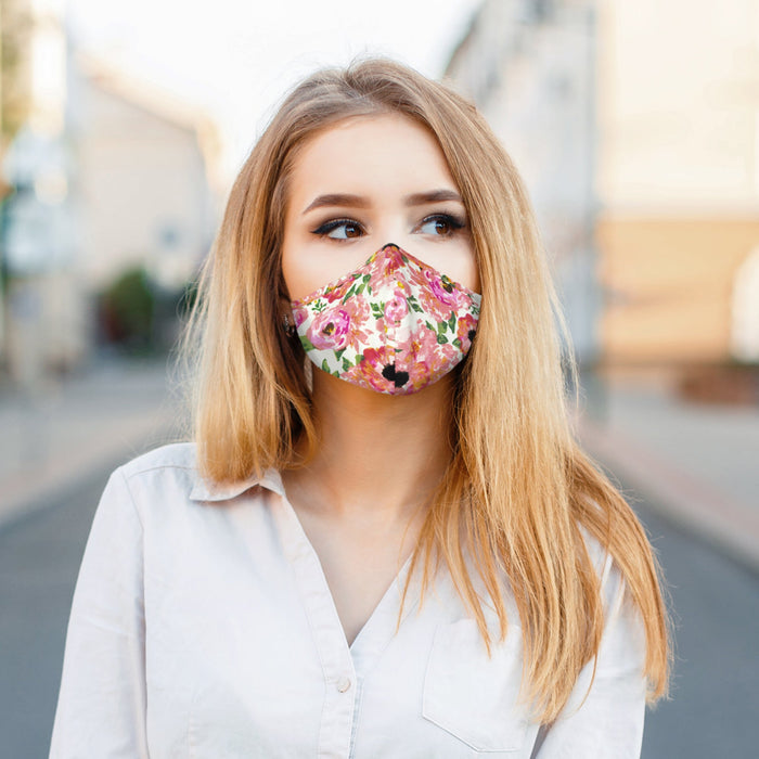 Dalix Floral Cloth Face Mask Adjustable Nose Piece Reuseable Washable Made in USA