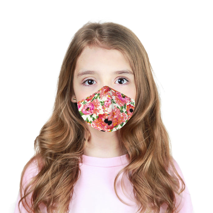 Dalix Youth Floral Cloth Face Mask Reuseable Washable Made in USA - XXS-XS Size