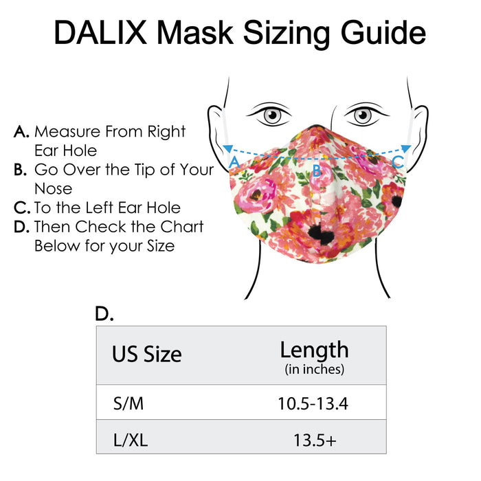 Dalix Floral Cloth Face Mask Adjustable Nose Piece Reuseable Washable Made in USA