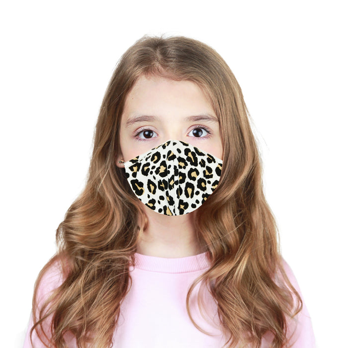 Dalix Youth Leopard Cloth Face Mask Reusable Washable Made in USA - XXS-XS Size