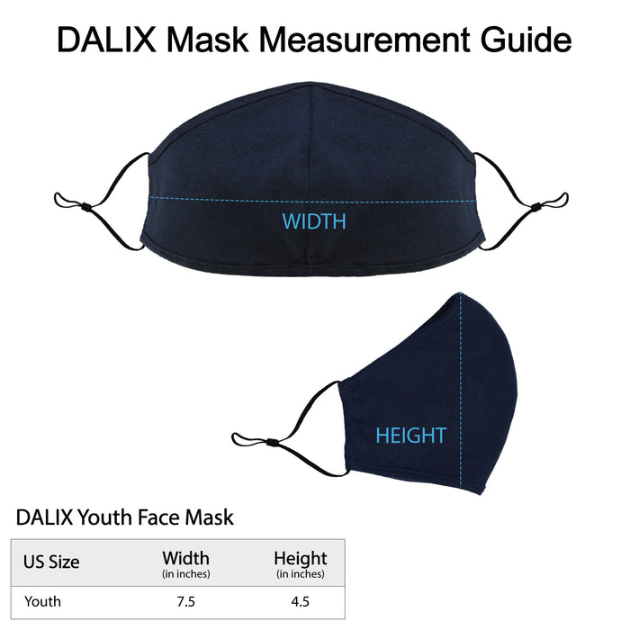 Dalix Kids Cotton Face Mask Reuseable Washable Made in USA - XXS-XS Size 5 Pack
