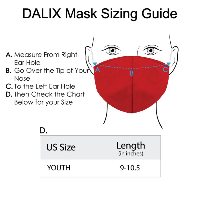 DALIX Kids Cotton Face Mask Reuseable Washable Made in USA - XXS-XS Size 10 Pack