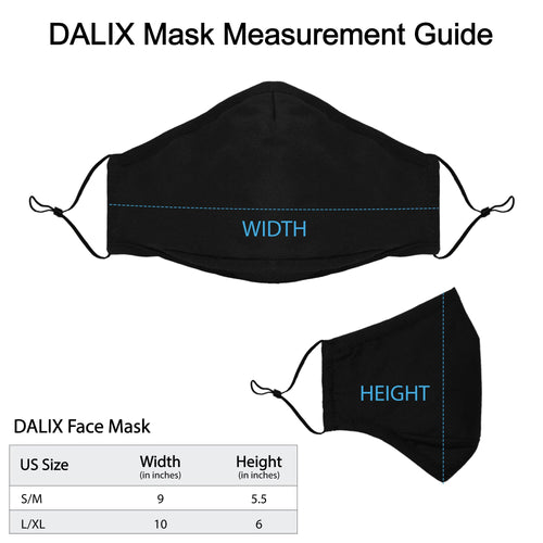 Dalix Cloth Face Mask 3 Layer Filter Pocket Adjustable Nose Ear Loops S/M with Filter