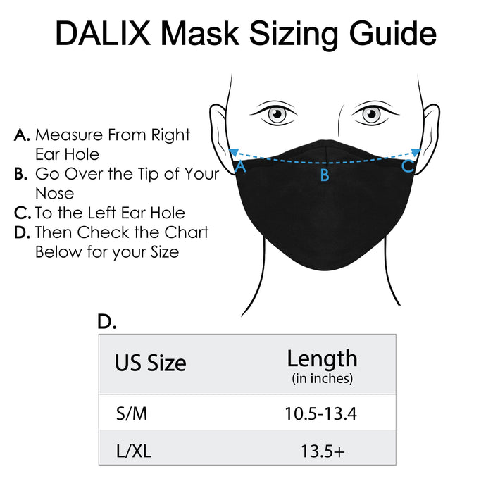 DALIX Cloth Face Mask 3 Layer Filter Pocket Adjustable Nose Ear Loops S/M with Filter- 3 Pack