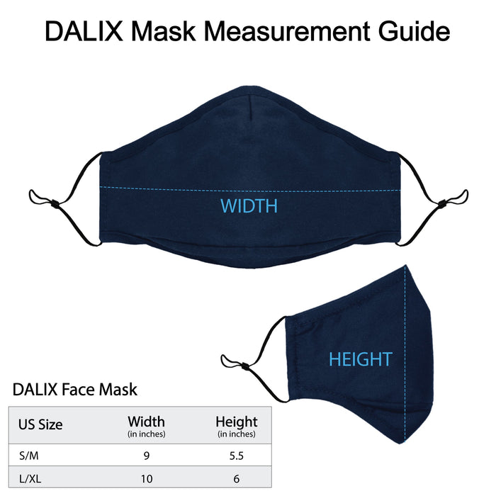 DALIX Cloth Face Mask 3 Layer Filter Pocket Adjustable Nose Ear Loops S/M with Filter- 3 Pack