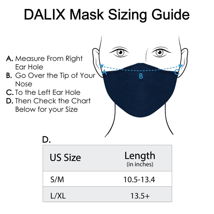 DALIX Cloth Face Mask 3 Layer Filter Pocket Adjustable Nose Ear Loops S/M with Filter- 3 Pack
