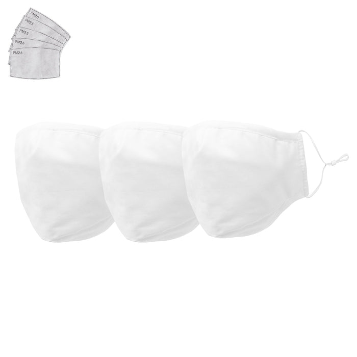 DALIX Cloth Face Mask 3 Layer Filter Pocket Adjustable Nose Ear Loops S/M with Filter- 3 Pack