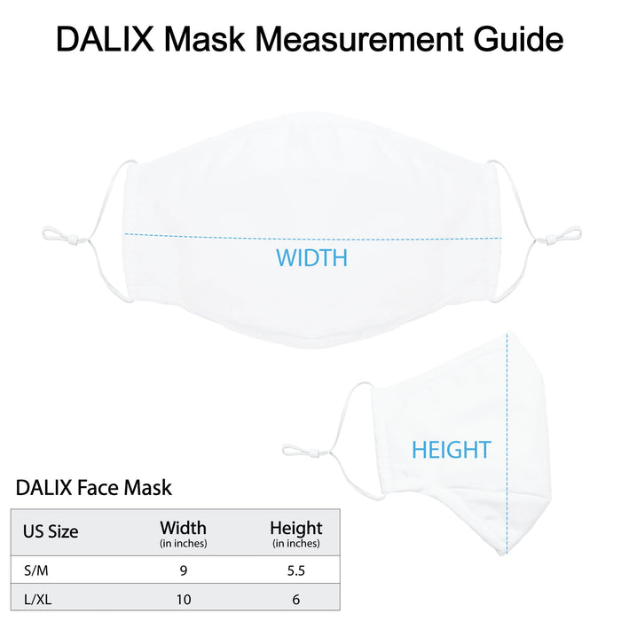 Dalix Cloth Face Mask 3 Layer Filter Pocket Adjustable Nose Ear Loops S/M with Filter