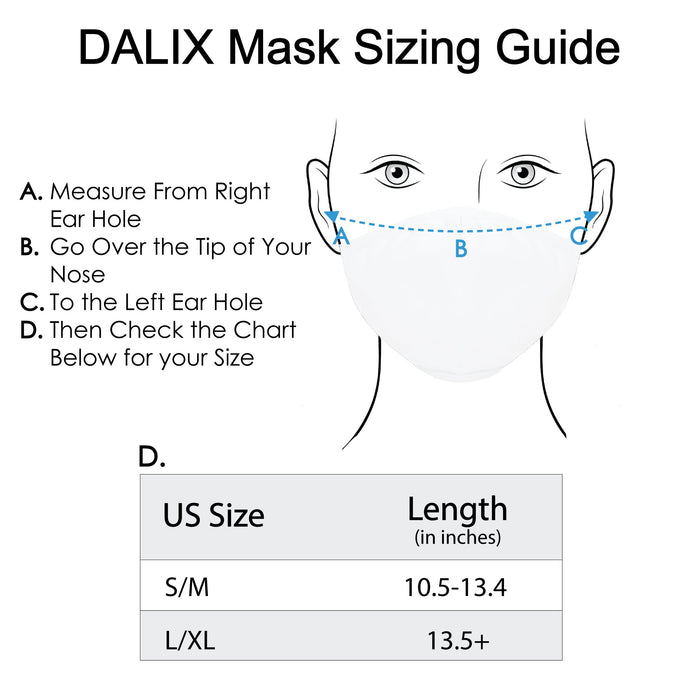 Dalix Cloth Face Mask 3 Layer Filter Pocket Adjustable Nose Ear Loops S/M with Filter