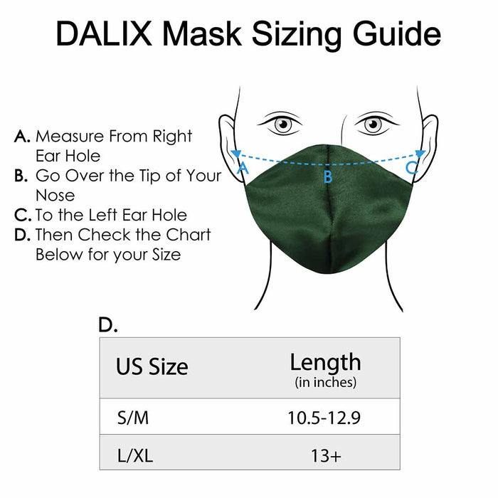 Dalix Exclusive Charmeuse Satin 3 Layer Face Mask Made in USA