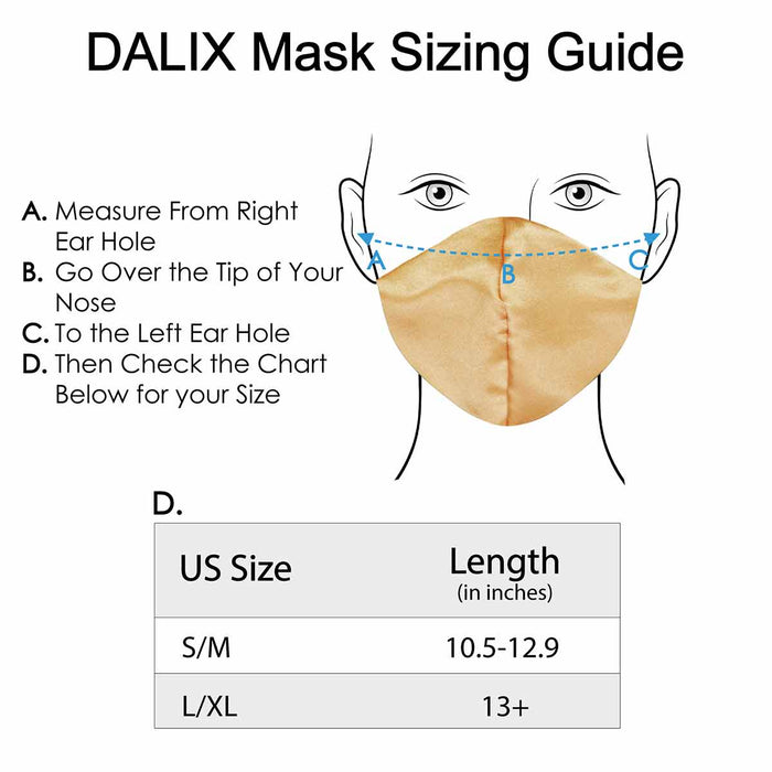 Dalix Exclusive Charmeuse Satin 3 Layer Face Mask Made in USA