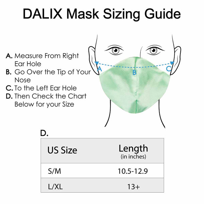 Dalix Exclusive Charmeuse Satin 3 Layer Face Mask Made in USA