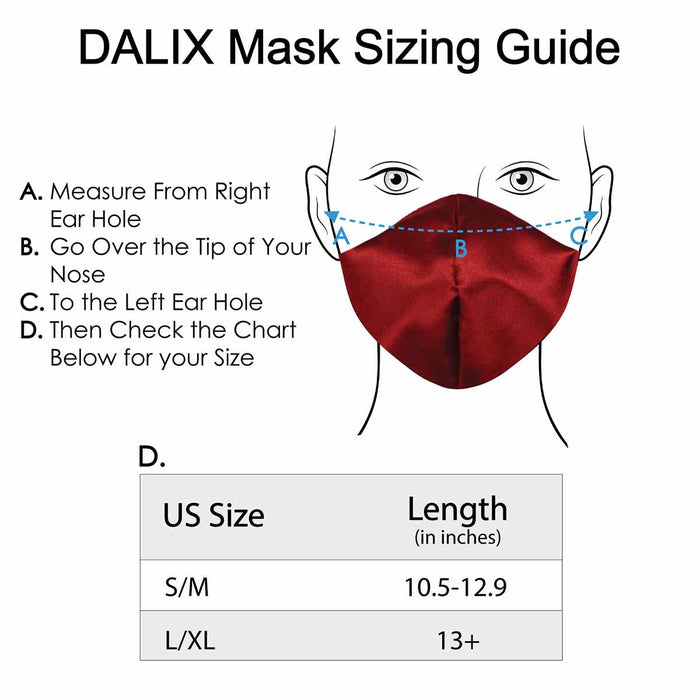 Dalix Exclusive Charmeuse Satin 3 Layer Face Mask Made in USA