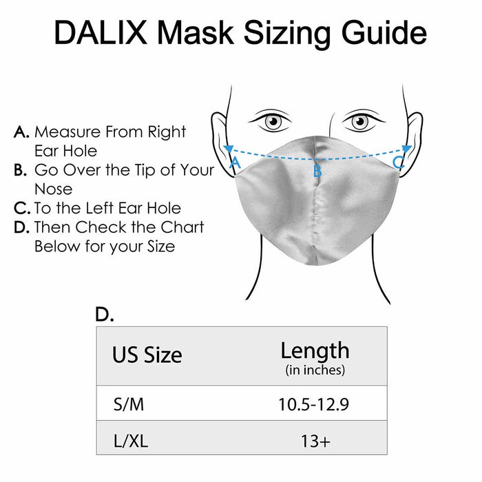 Dalix Exclusive Charmeuse Satin 3 Layer Face Mask Made in USA
