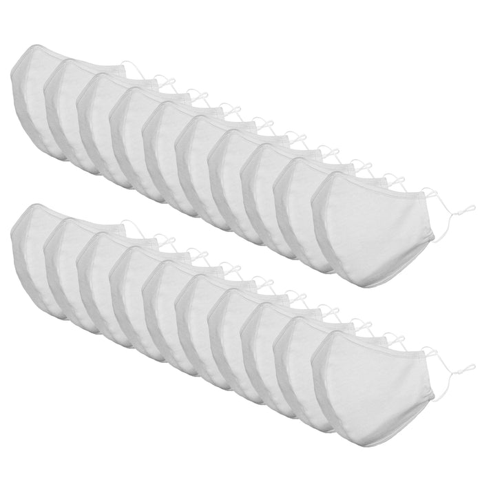 DALIX Cloth Face Mask Reuseable Washable Made in USA - S-M, L-XL Size (20 Pack)