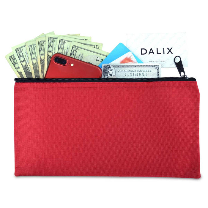 Dalix Bank Deposit Bag Money Pouch 2-Pack Qty Green Gray Navy Maroon Orange Pink Purple Red Black