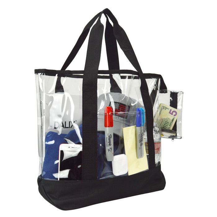 DALIX 20" Clear Handbag Shopping Tote with Small Bonus Pouch (Transparent) Shopping Totes DALIX 