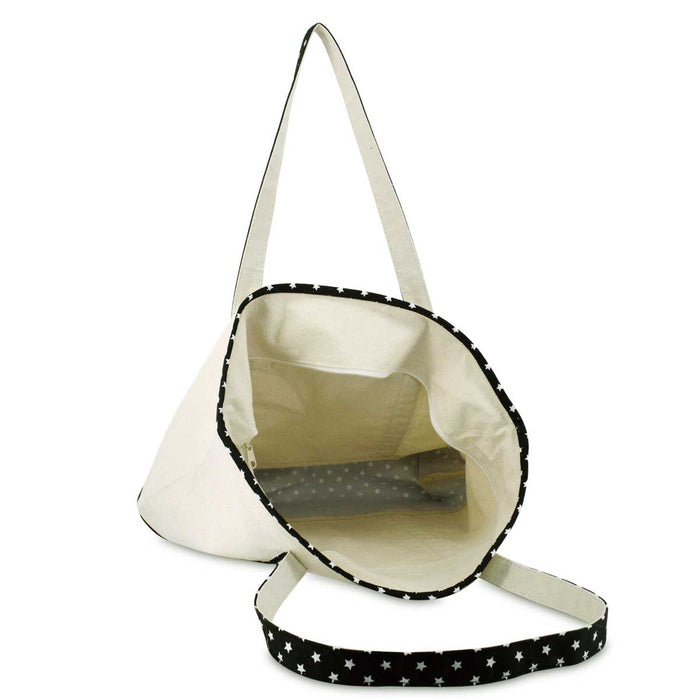 Dalix Personalized Shopping Tote Bag Monogram Black Star Initial Zippered Letter A-Z