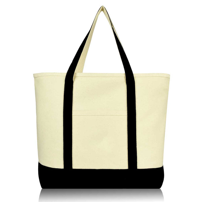 Dalix 22" Cotton Canvas Tote Bag (Zippered Top)